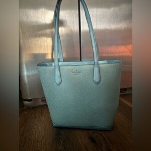 Kate Spade blue Cinderella glitter purse